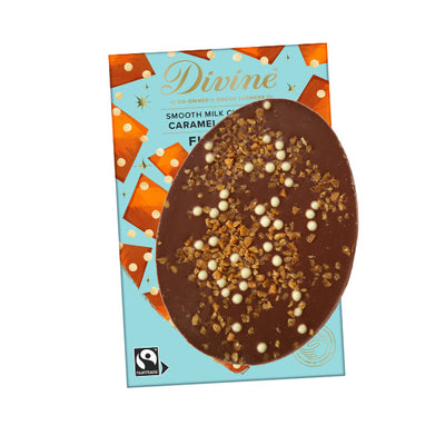 Divine 26% Milk Chocolate Flat Egg with Caramel & Rice Crisp 10x100g