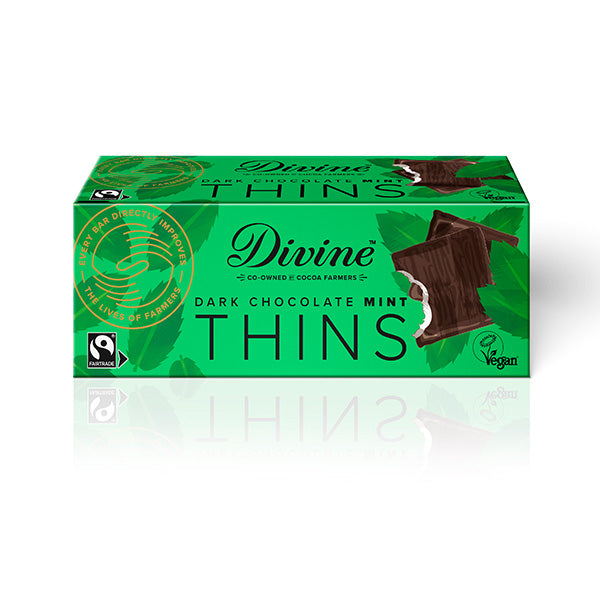 Divine Dark Chocolate Mint Thins 200g 12-p