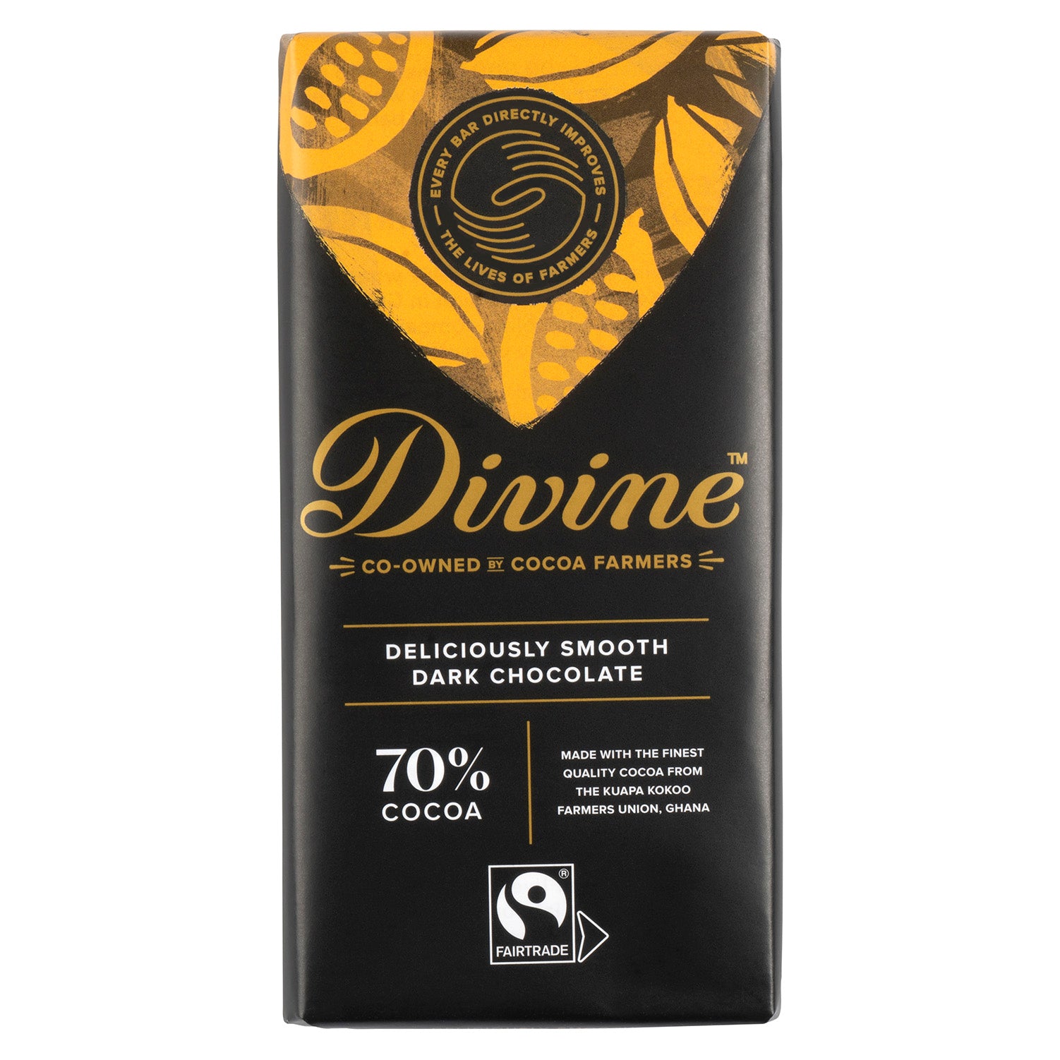 Divine Dark Chocolate 70%, 90g 15-p
