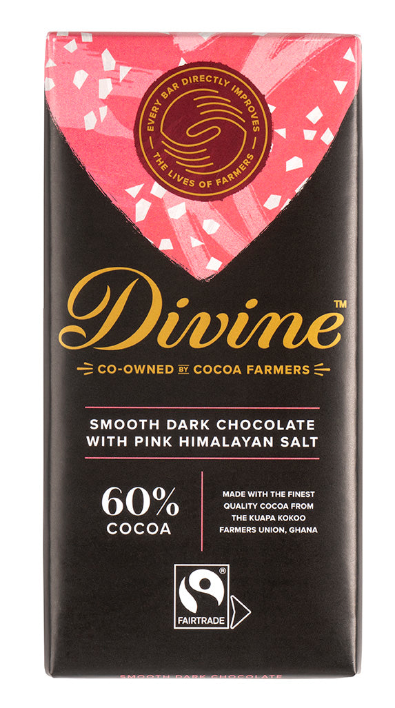 Divine Dark Chocolate 60% with Pink Himalaya Salt, 90g 15-p
