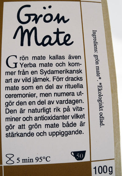 Te mate grönt, EKO 100g 5-p