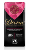 Divine Dark Chocolate 70% with Raspberry, 90g 15-p