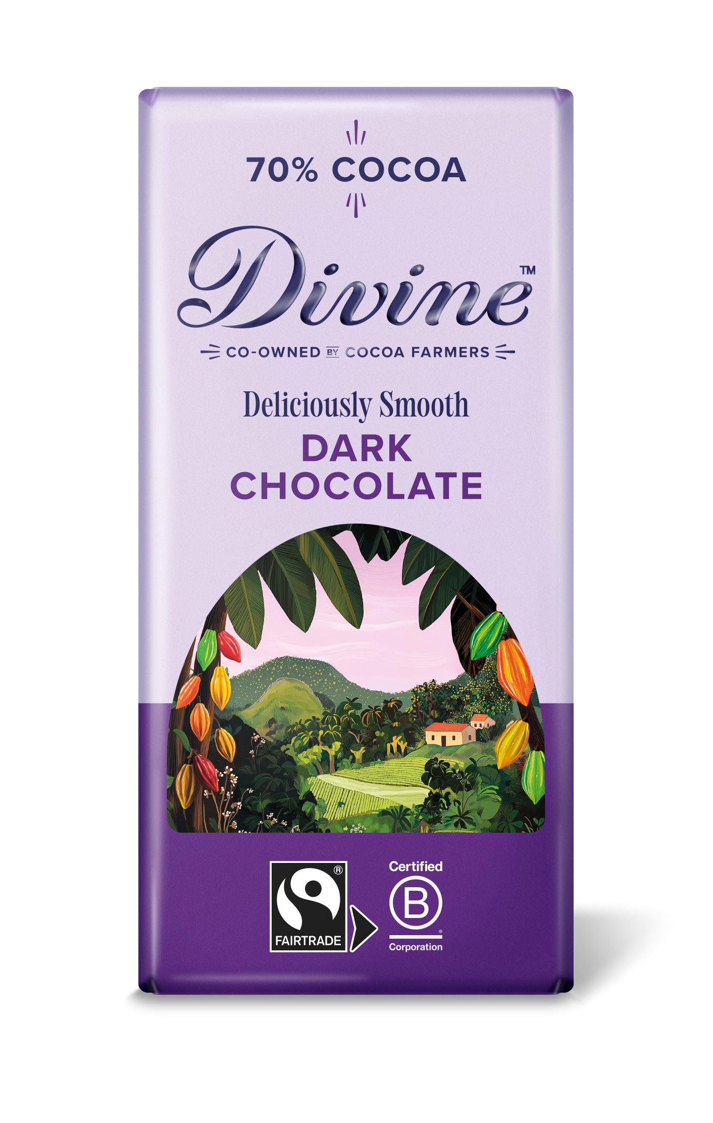 Divine Dark Chocolate 70%, 90g 15-p