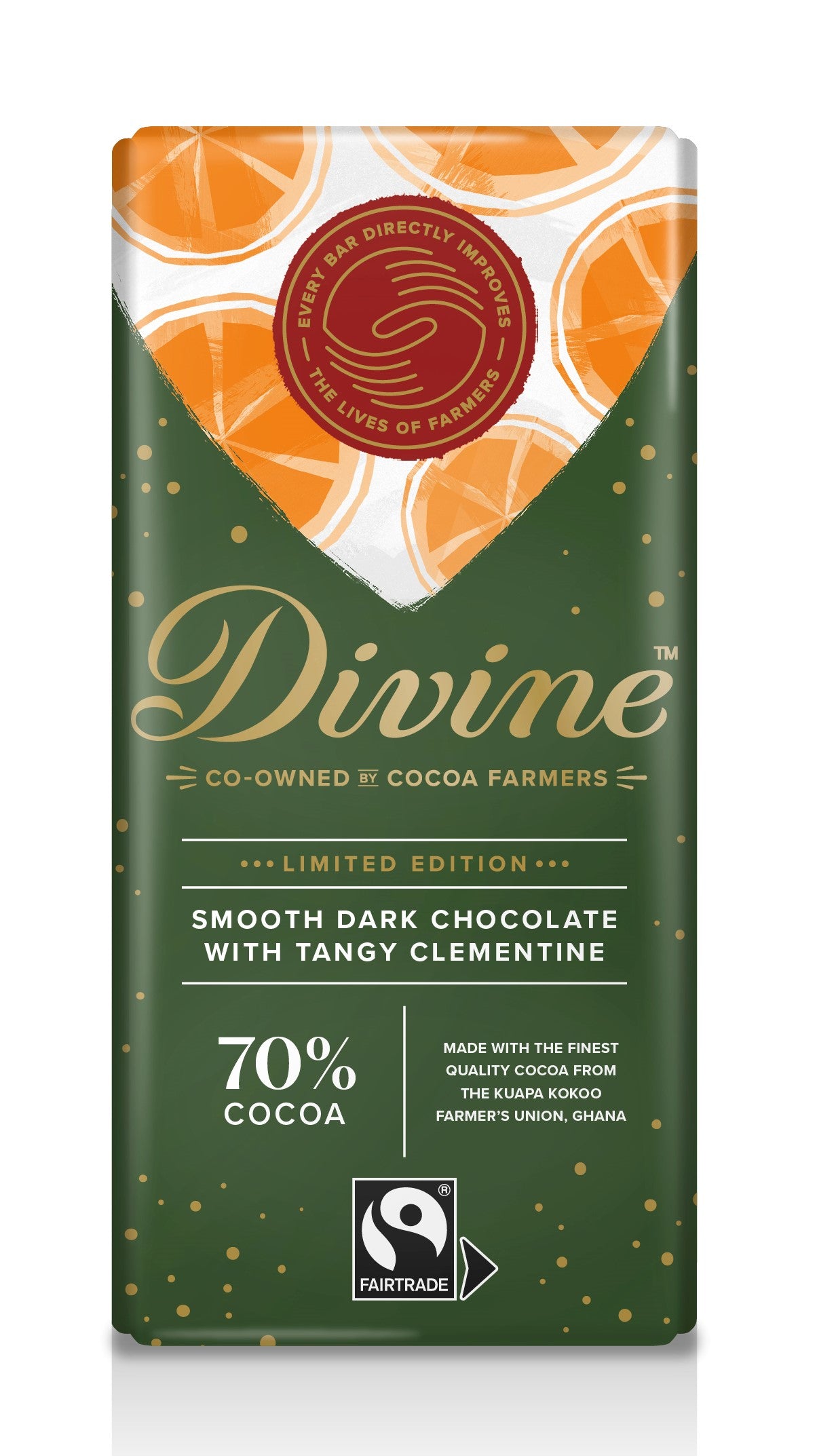 Divine Dark Chocolate with Tangy Clementine 90g 15-p
