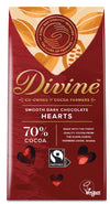 Divine Hearts Dark Chocolate 70%,  80g 12-p